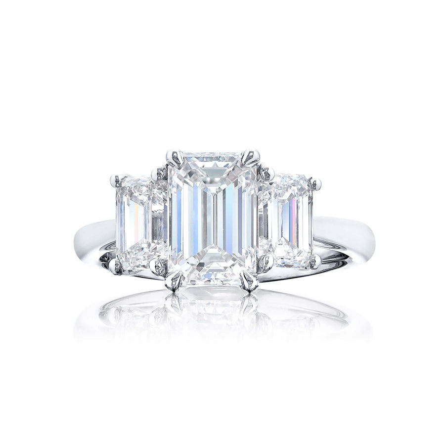 Platinum Emerald-Cut Diamond GIA Certified Engagement Ring