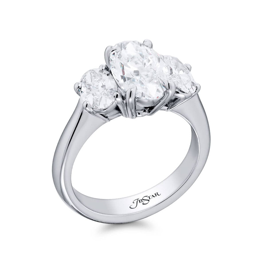 3.02 ct. GIA-Certified Oval-Cut Diamond Ring with Oval Side Stones in Platinum