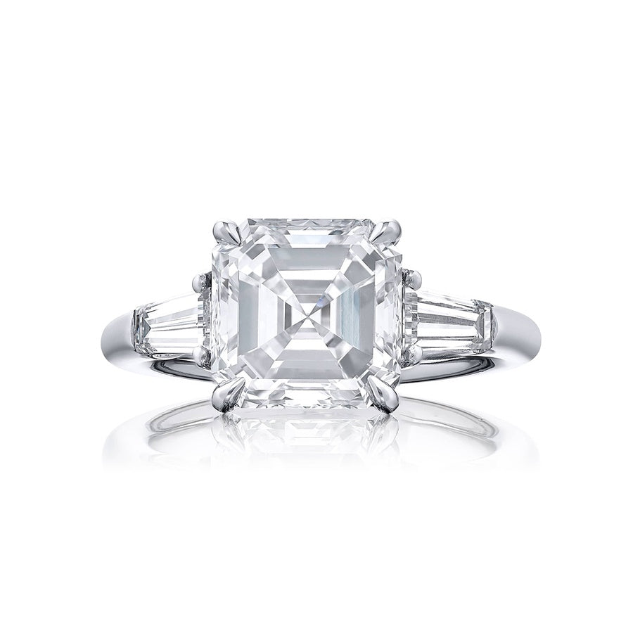 Platinum Square Emerald-Cut Diamond GIA Certified Engagement Ring