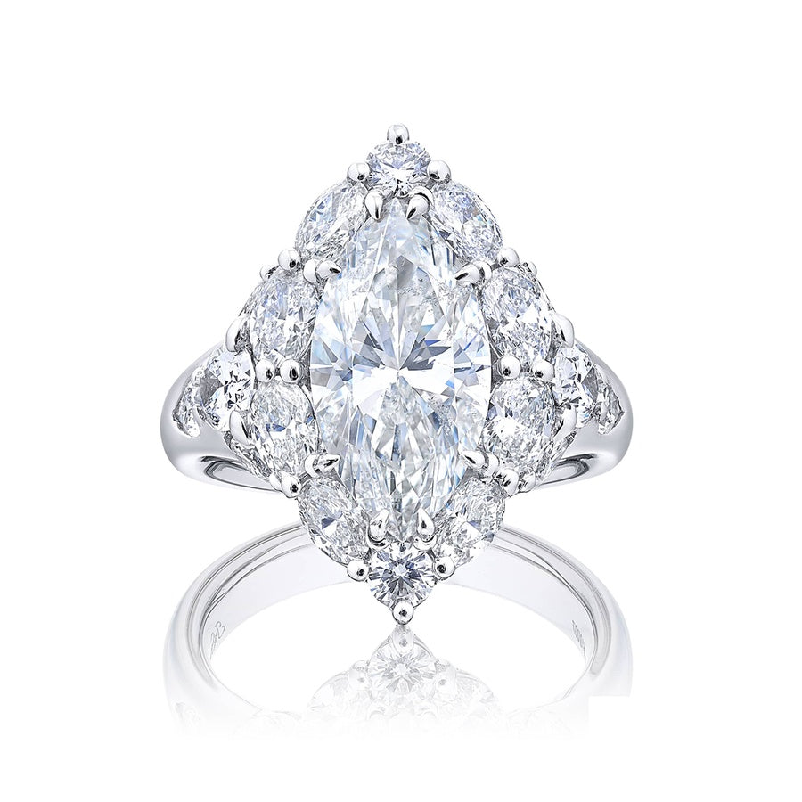 3.26 ct. Certified Marquise and Oval Diamond Cocktail Ring in Platinum