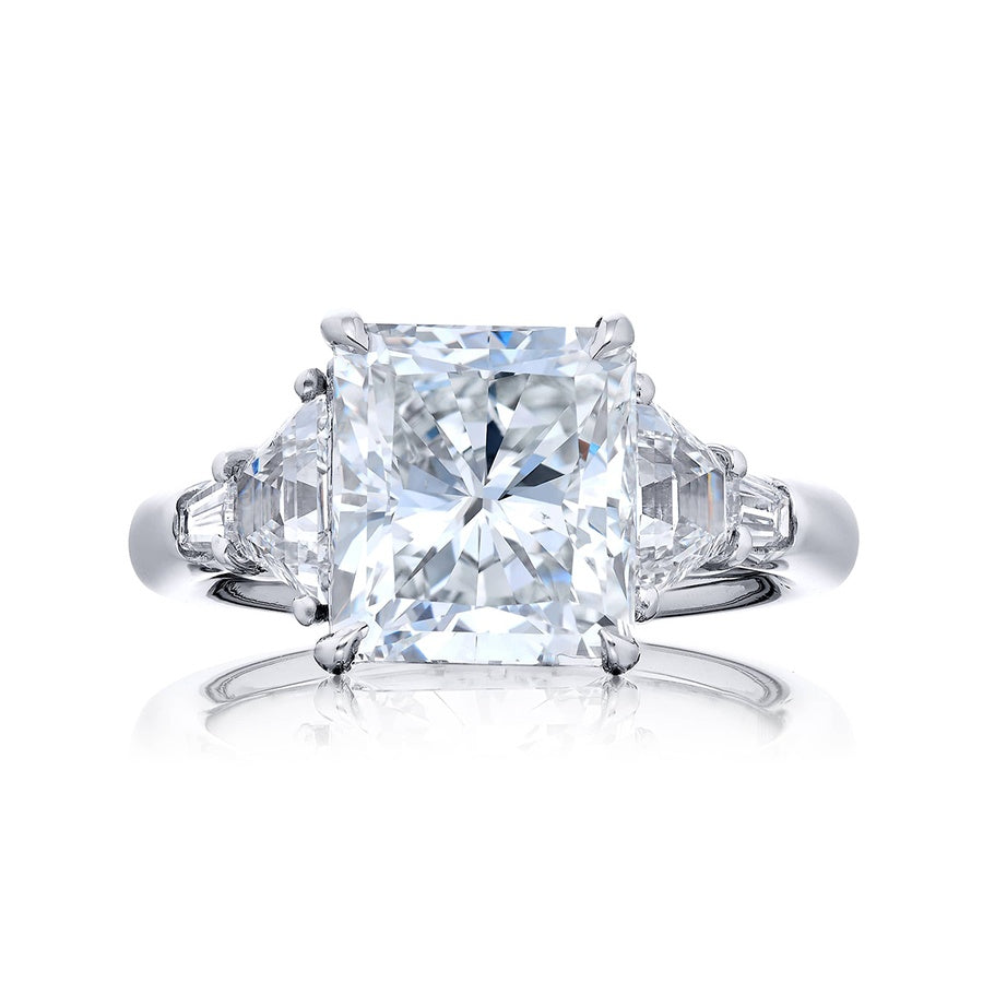 Timeless 5.02 ct. Radiant-Cut Diamond Ring with Tapered Baguette & Trapezoid Accents