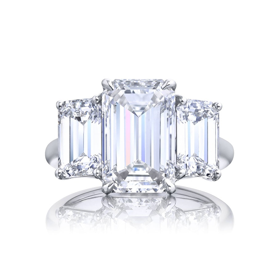 Platinum Emerald-Cut Diamond GIA Certified Engagement Ring