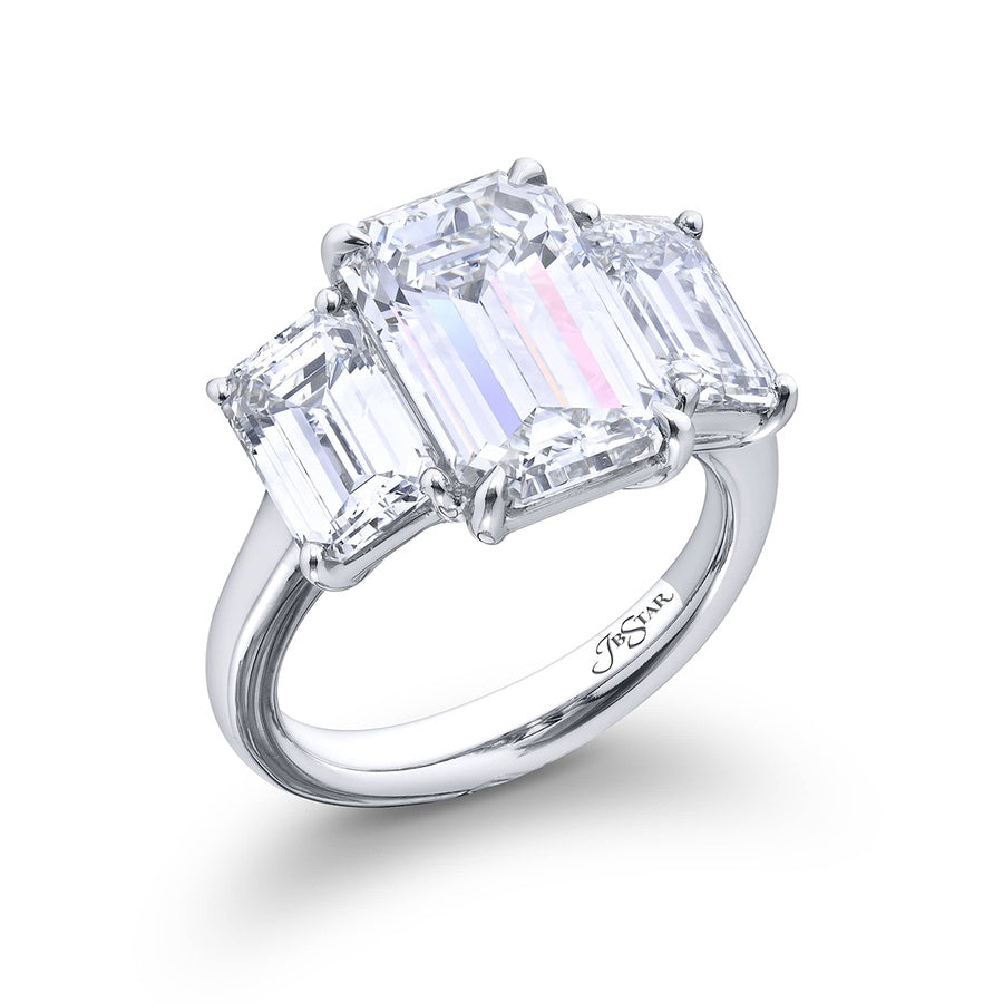 Platinum Emerald-Cut Diamond GIA Certified Engagement Ring
