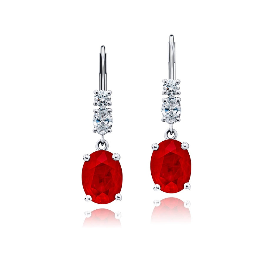 Timeless 2.90 ctw. Burmese Ruby Drop Earrings