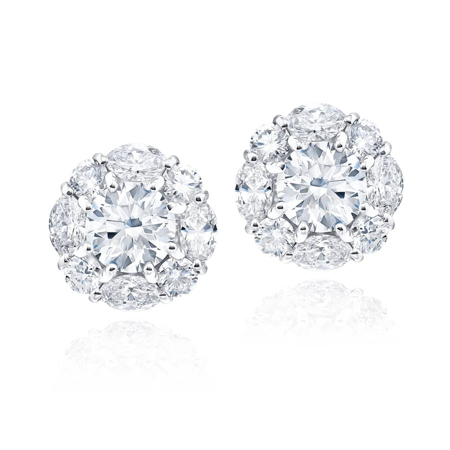 Platinum Round Diamond Certified Stud Earrings