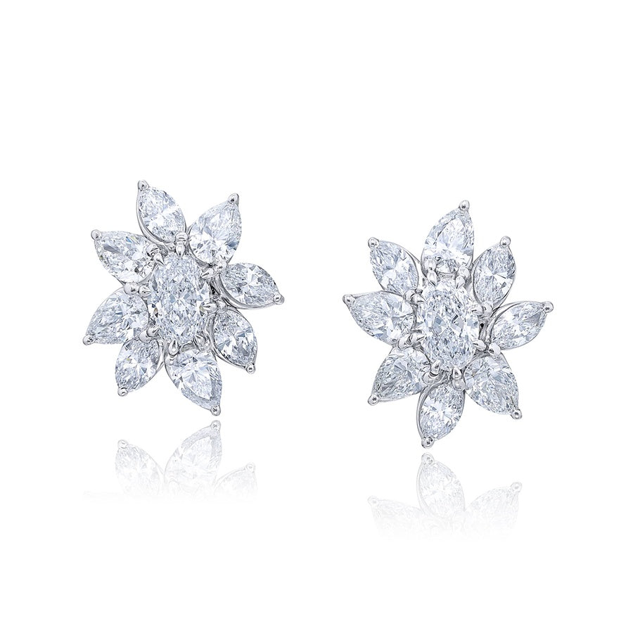 Platinum Floral Diamond Earrings