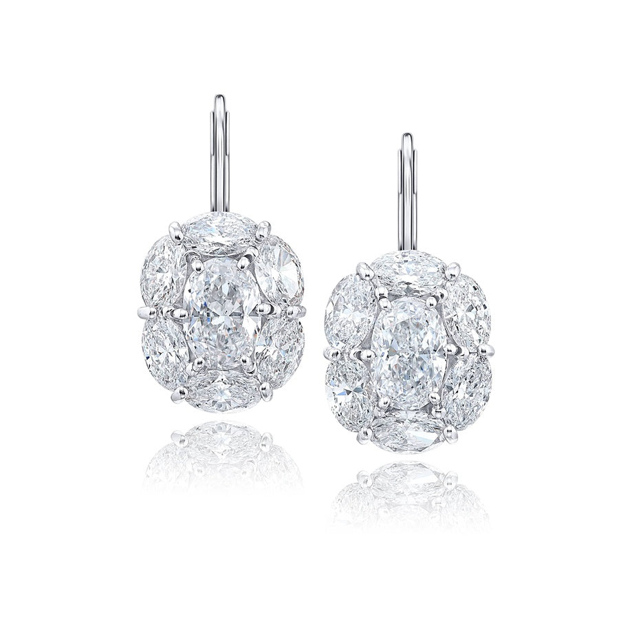 Timeless 1.03 ctw. GIA-Certified Oval Diamond Drop Earrings with Oval Diamond Accents in Platinum