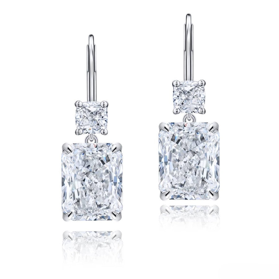 Platinum Radiant-Cut Diamond Certified Drop Earrings