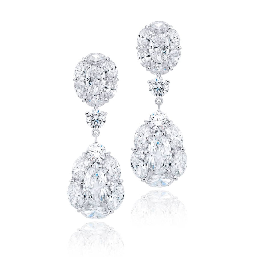 Platinum Pear-Shaped Diamond Certified Drop Earrings