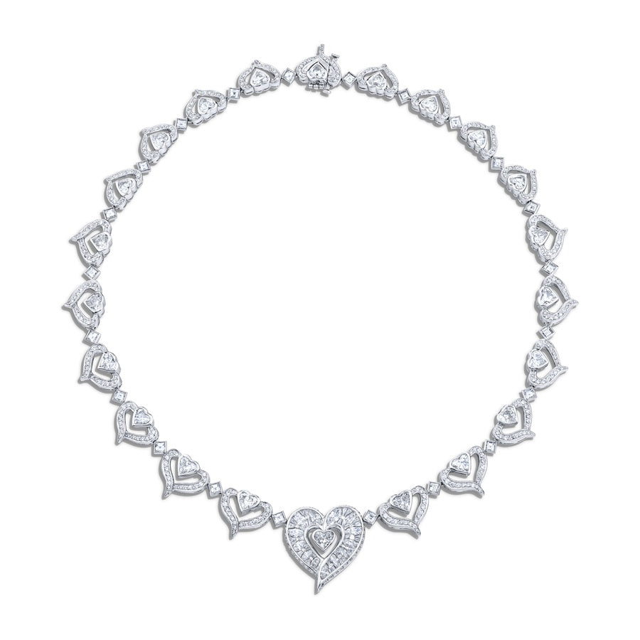 Platinum Heart-Shaped Diamond Necklace
