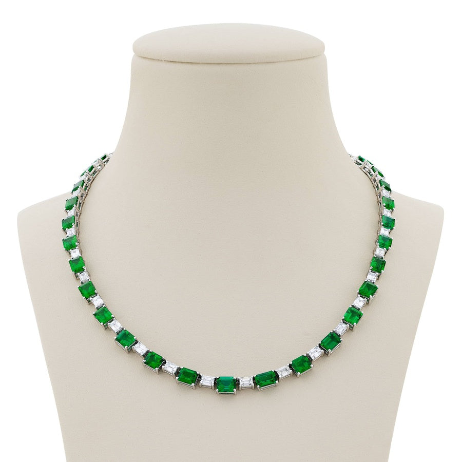 Platinum Emerald-Cut Colombian Emerald Certified Necklace