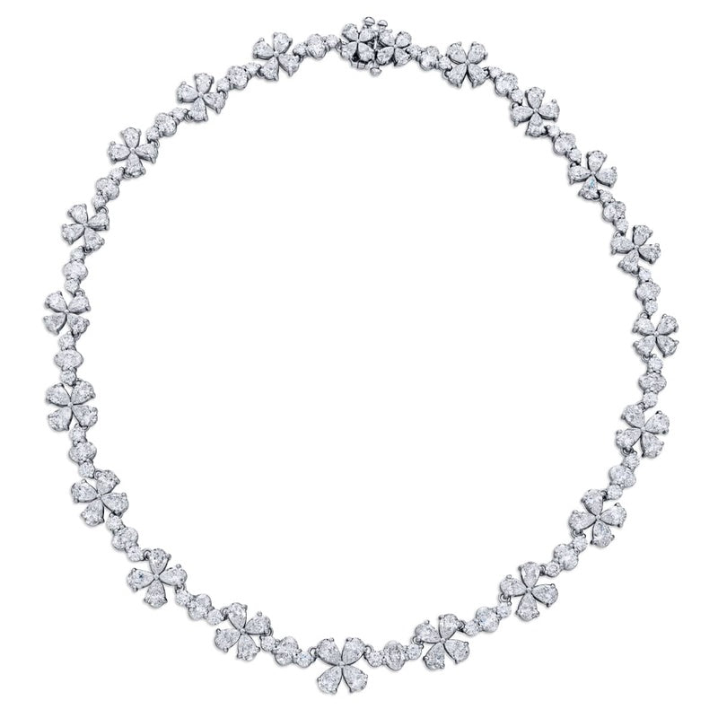 Platinum Pear-Shaped Diamond Floral Necklace