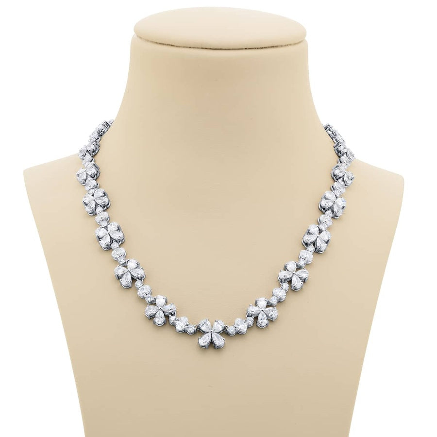 Platinum Pear-Shaped Diamond Floral Necklace