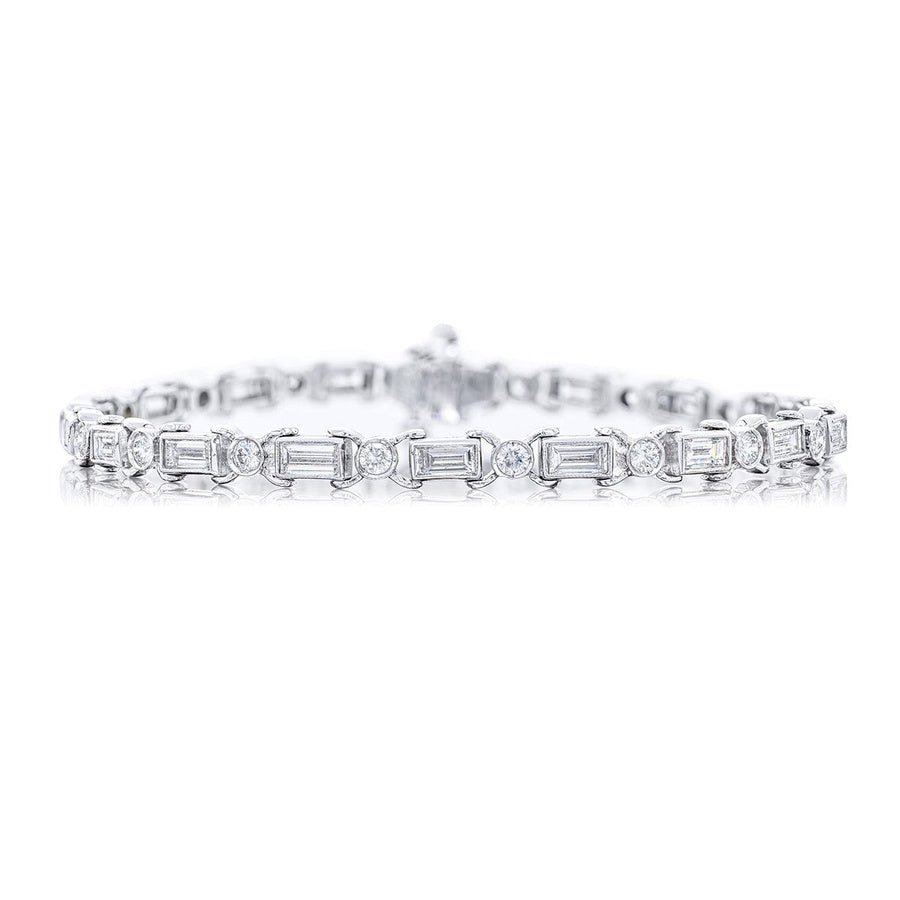 Platinum Straight Baguette Diamond Bracelet