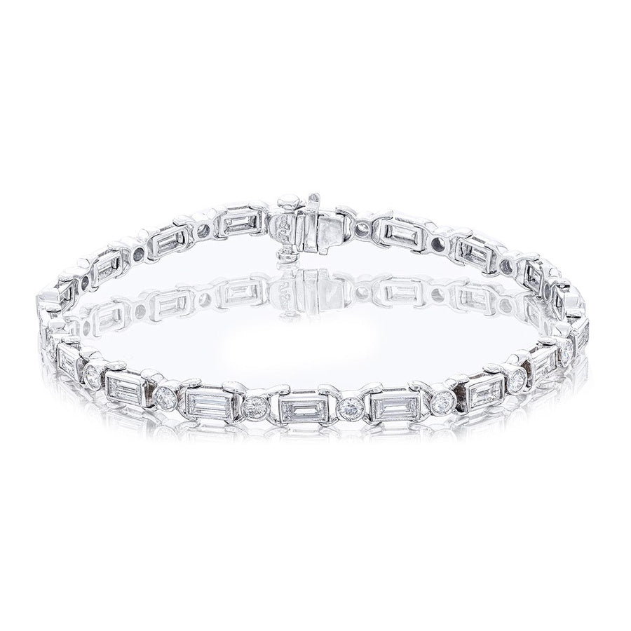 Platinum Straight Baguette Diamond Bracelet