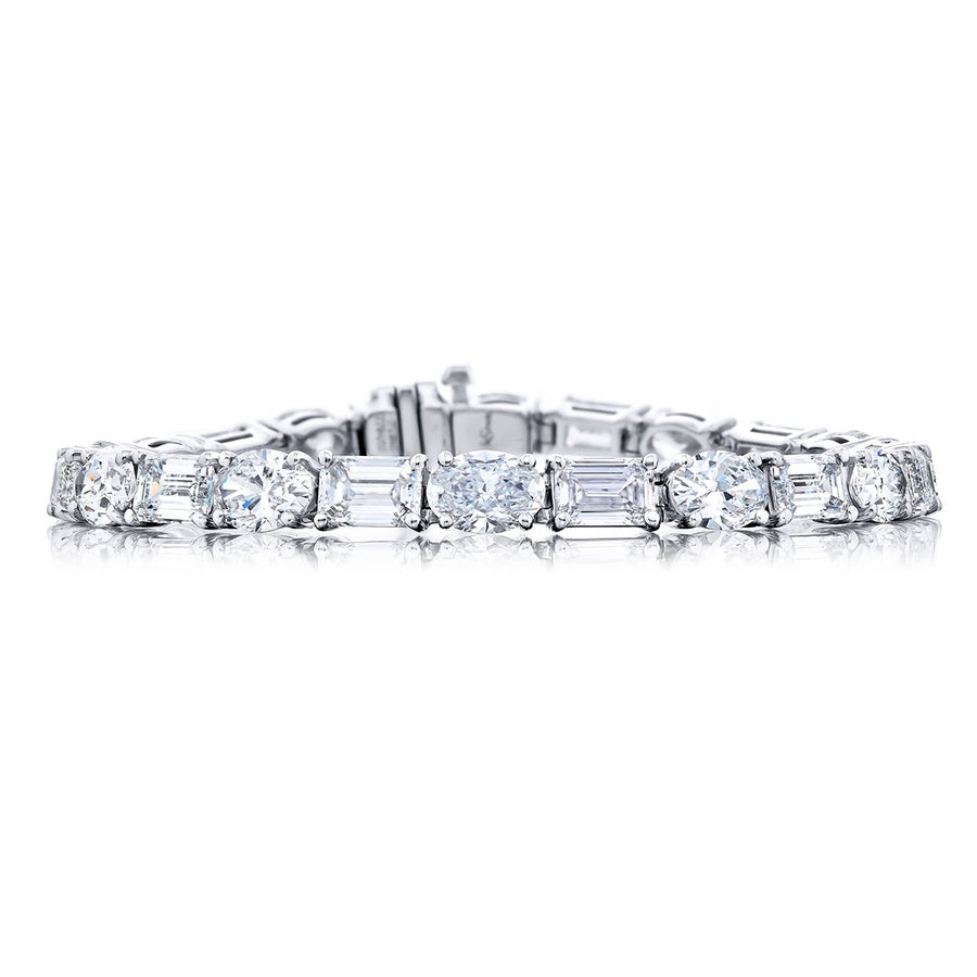 Platinum Emerald-cut and Oval Certified Diamond Bracelet