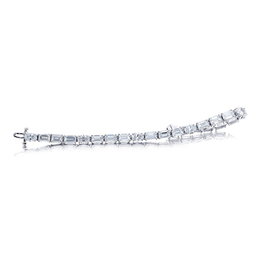 Platinum Emerald-Cut and Oval Diamond Certified Bracelet