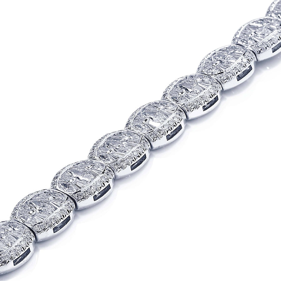 Platinum Marquise and Tapered Baguette Diamond Channel Set Bracelet