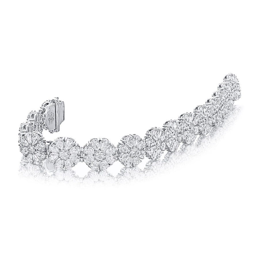 Platinum Pear-Shaped Diamond Floral Bracelet