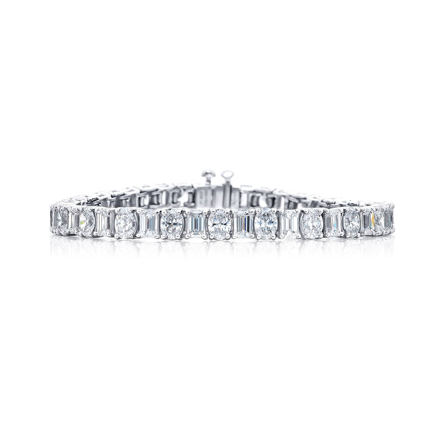 Oval and Emerald Cut Diamond Bracelet