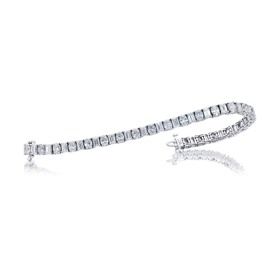 Oval and Emerald Cut Diamond Bracelet