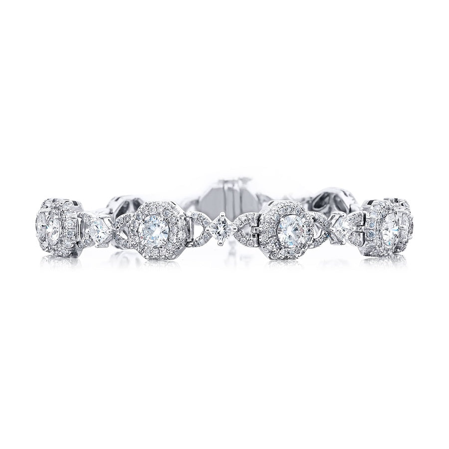 Platinum Radiant-Cut and Round Diamond Bracelet
