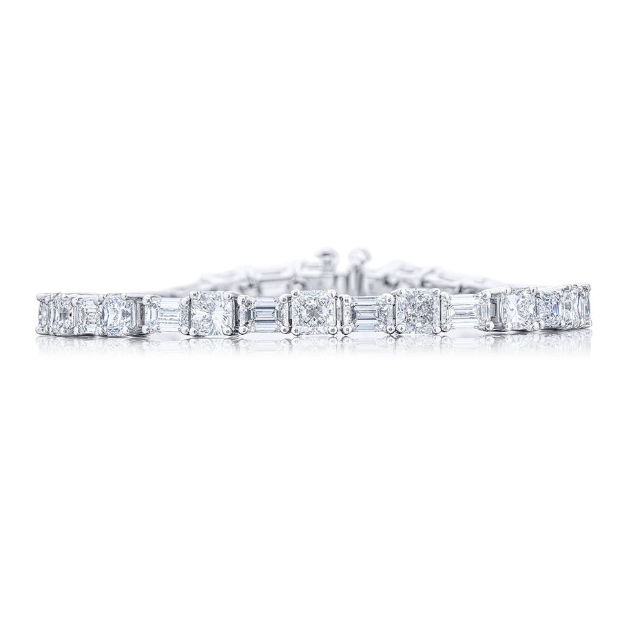 Platinum Emerald-Cut and Radiant-Cut Diamond Bracelet