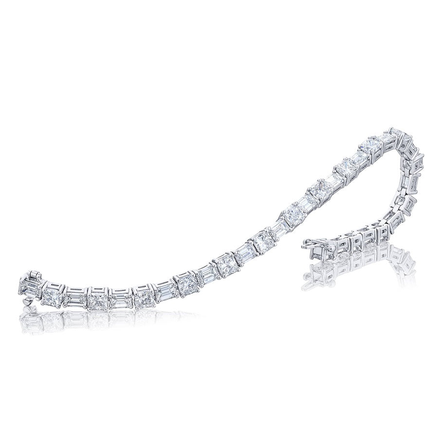 Platinum Emerald-Cut and Radiant-Cut Diamond Bracelet
