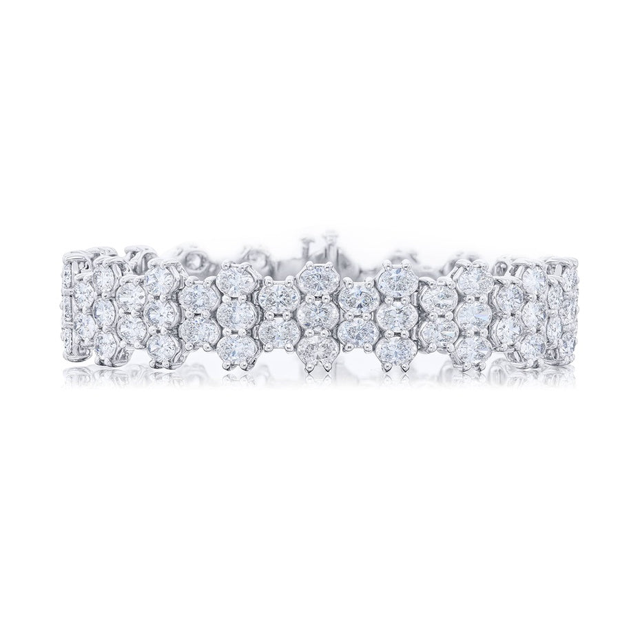 Platinum Oval Diamond Three-Row Bracelet