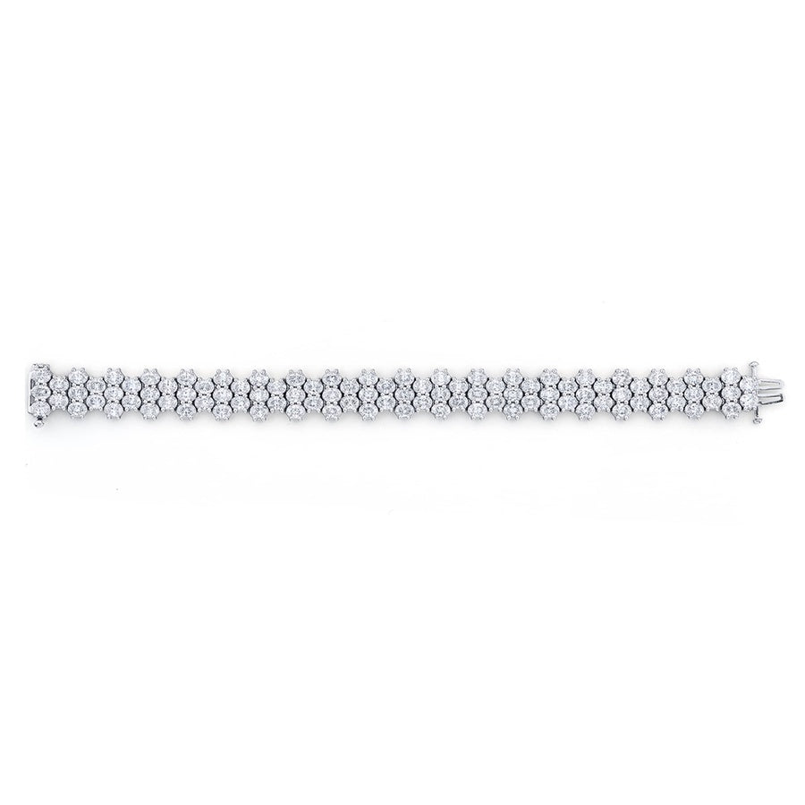 Platinum Oval Diamond Three-Row Bracelet