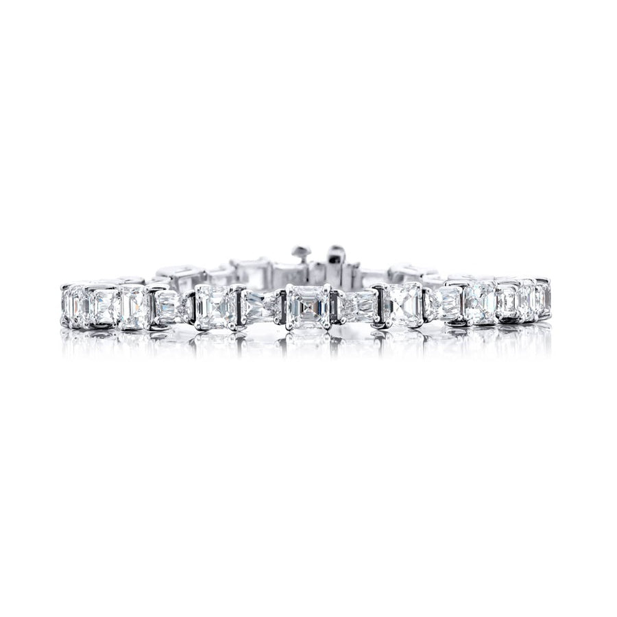 Platinum Square Emerald-Cut and Radiant-Cut Diamond Bracelet