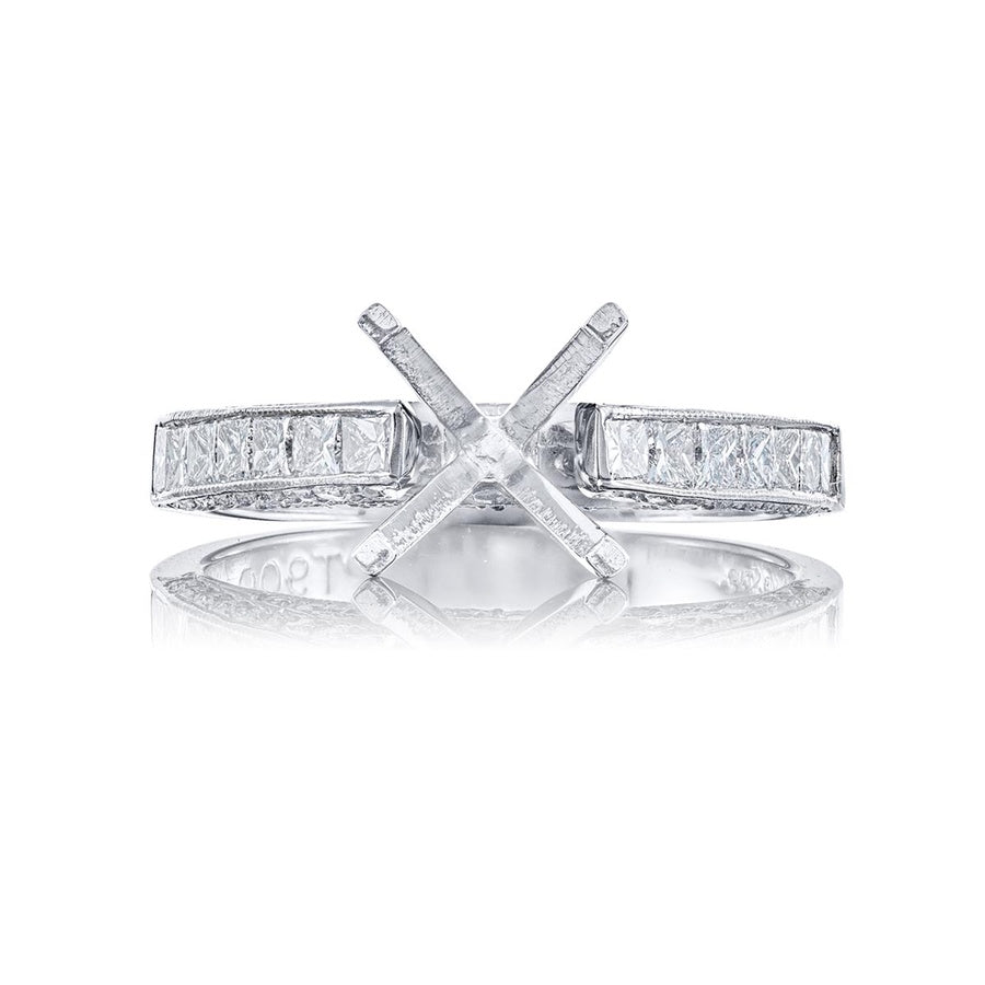 Platinum Princess-Cut Diamond Micro Pave Semi-Mount