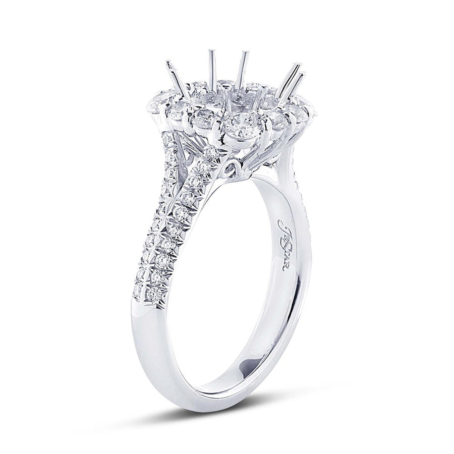 Platinum Semi-Mount Engagement Ring with Micro Pave Halo