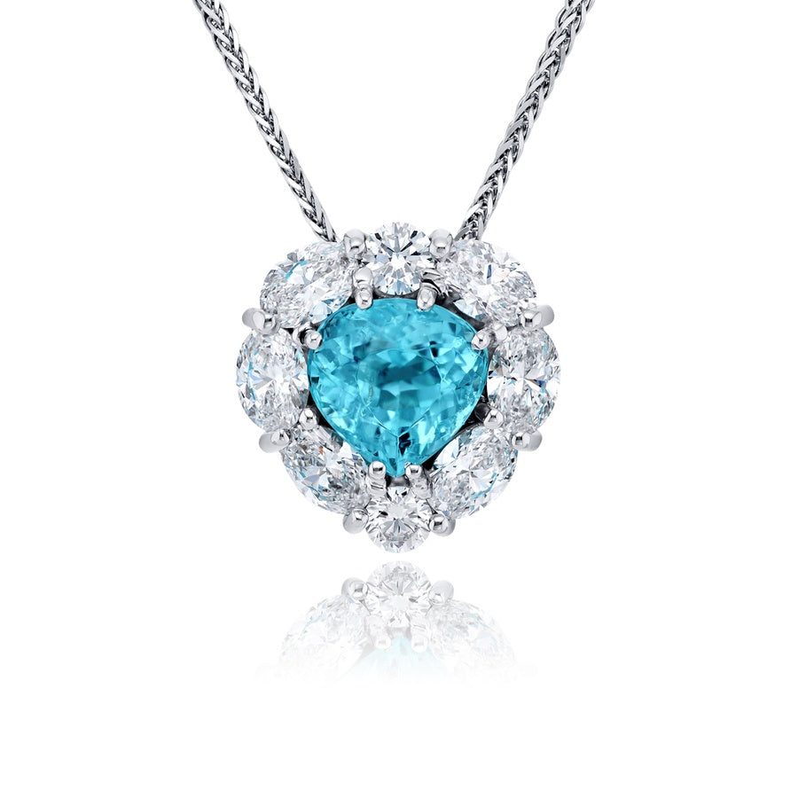 Platinum Heart-Shaped Paraiba Certified Pendant