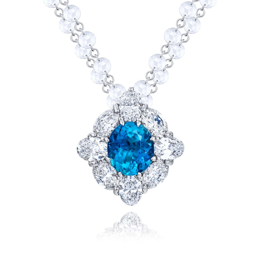 Platinum Oval Brazilian Paraiba Certified Pendant