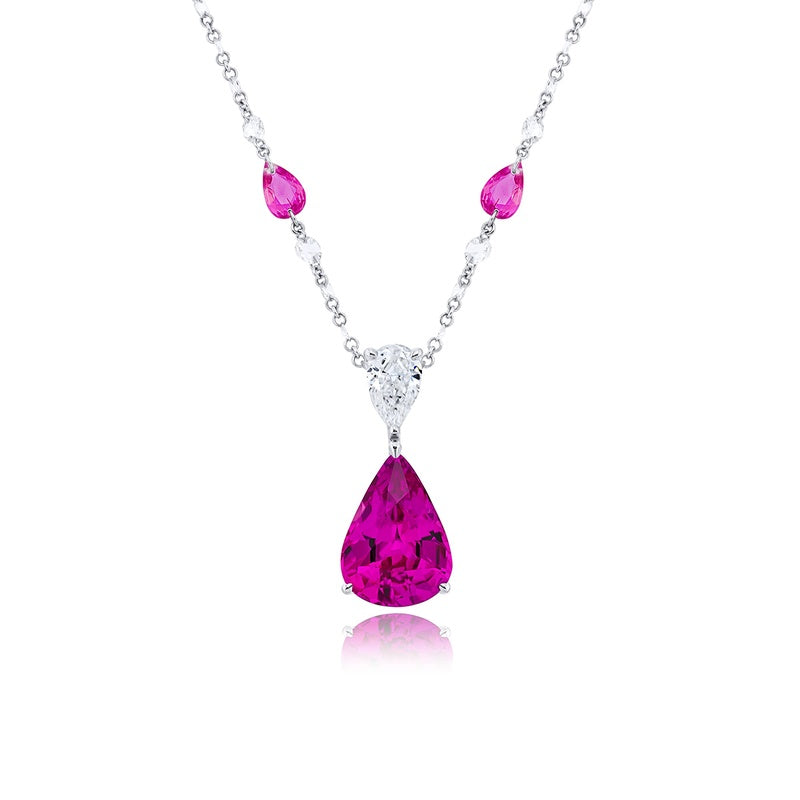 Platinum Pear Shape Pink Sapphire Certified Pendant