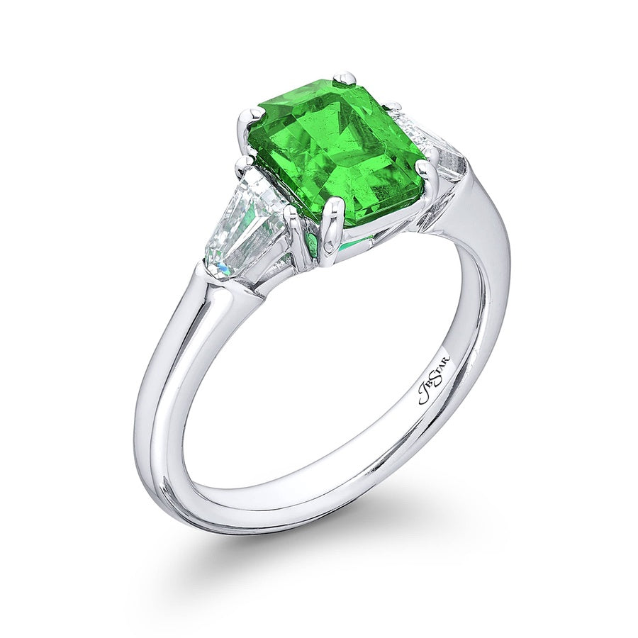 Platinum Emerald-Cut Colombian Vivid Emerald Certified Ring