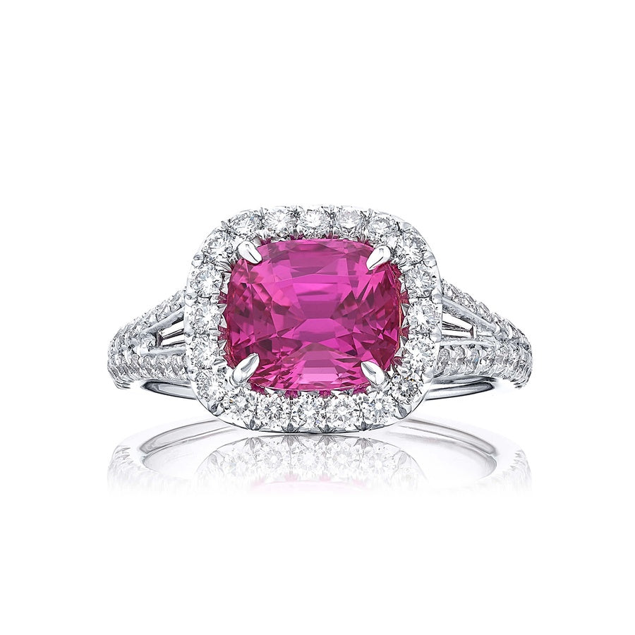 3.07 ct. Padparadscha Sapphire & Diamond Ring in Platinum