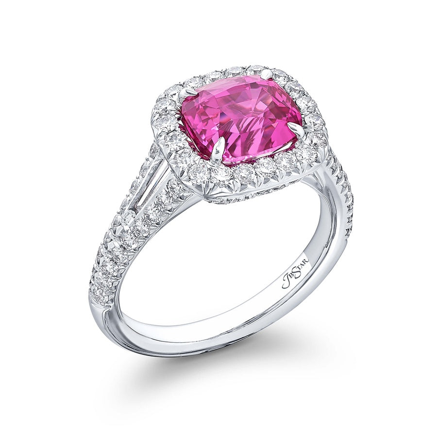 3.07 ct. Padparadscha Sapphire & Diamond Ring in Platinum
