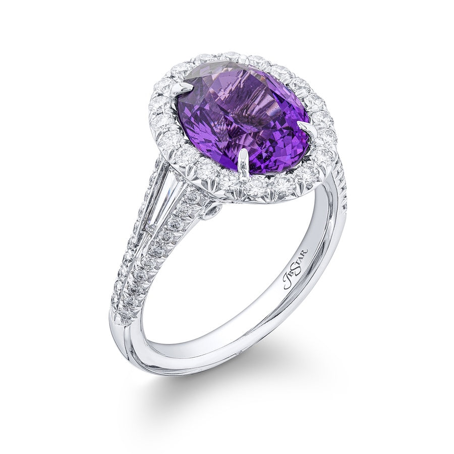 4.52 ct. No-Heat Oval Purple Sapphire & Diamond Ring in Platinum