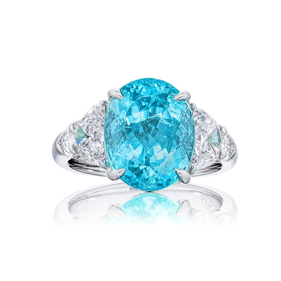 Platinum Oval Paraiba Certified Ring