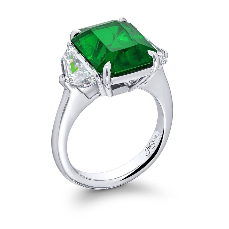 Platinum Emerald-Cut Colombian Emerald Ring