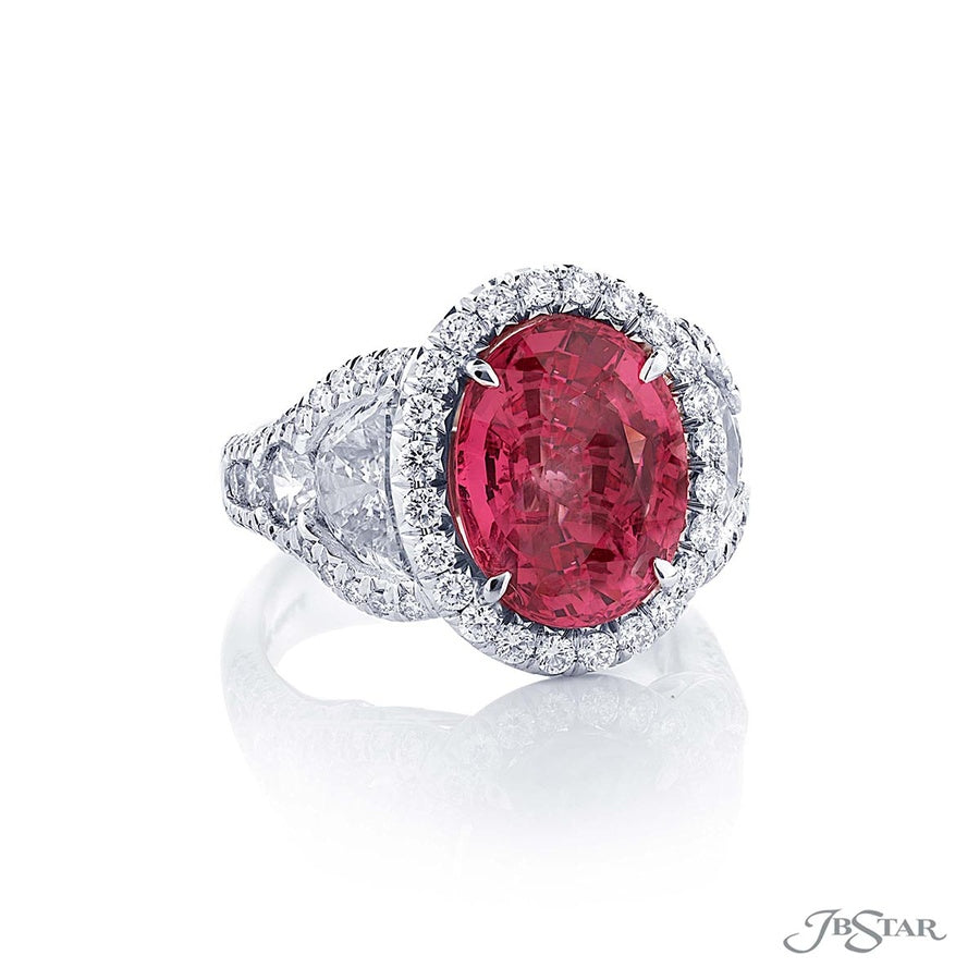 5.13 ct. Certified No-Heat Oval Pink Spinel & Diamond Ring in Platinum