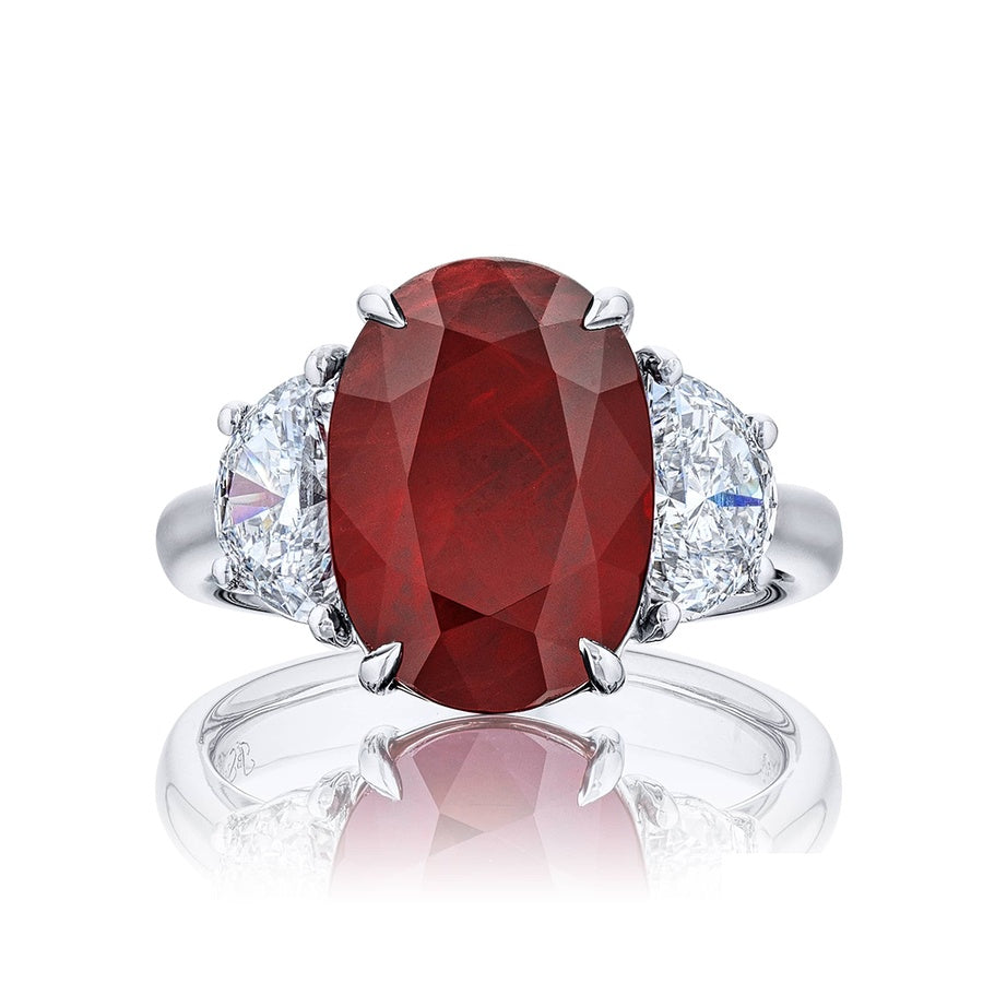 Platinum Oval Vivid Burmese Ruby Certified Ring