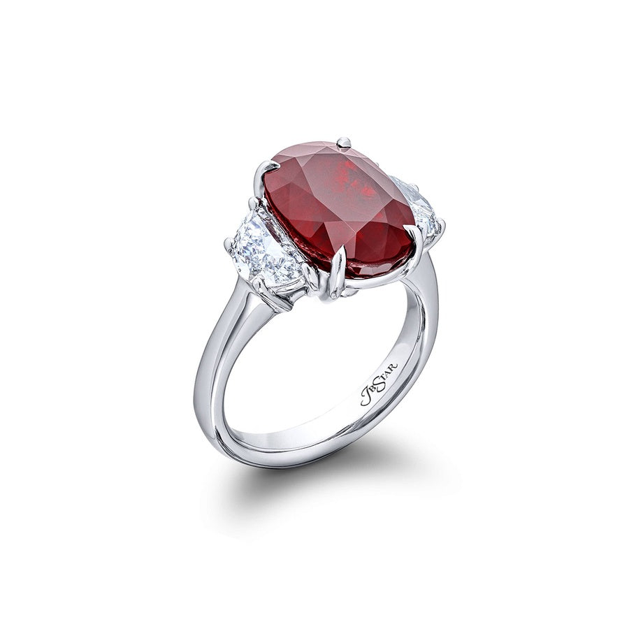 Platinum Oval Vivid Burmese Ruby Certified Ring