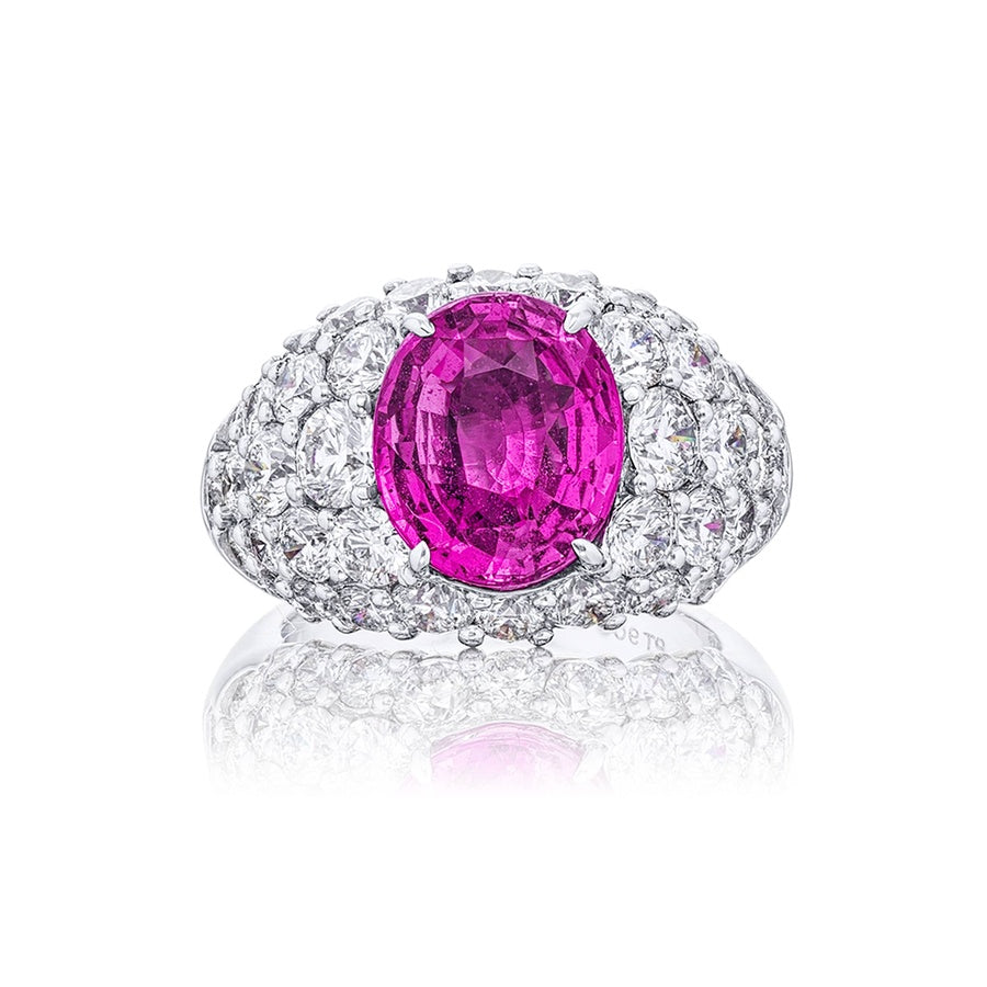 Platinum Oval Red Spinel Certified Ring