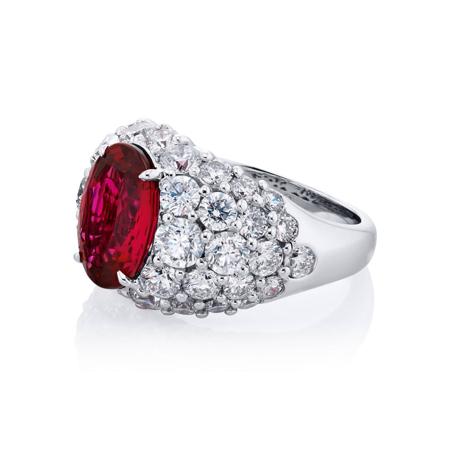 Platinum Oval Red Spinel Certified Ring