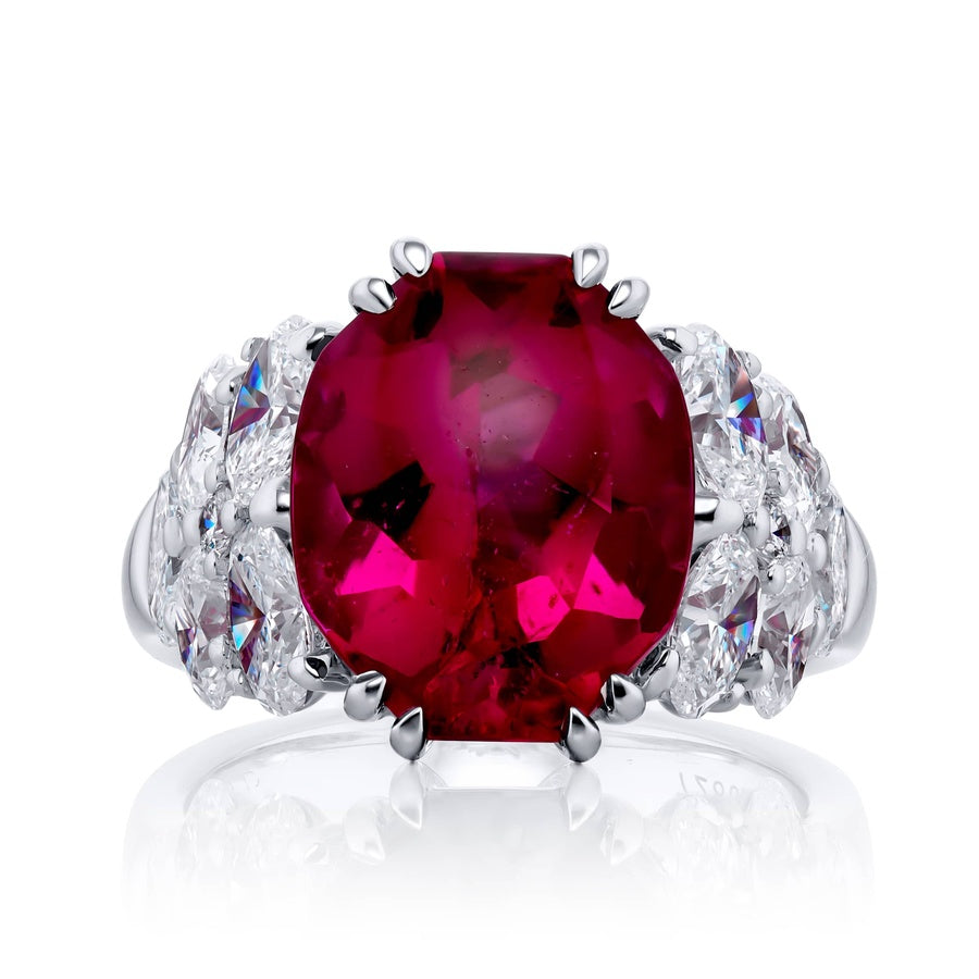 Platinum Oval Pink Tourmaline Ring