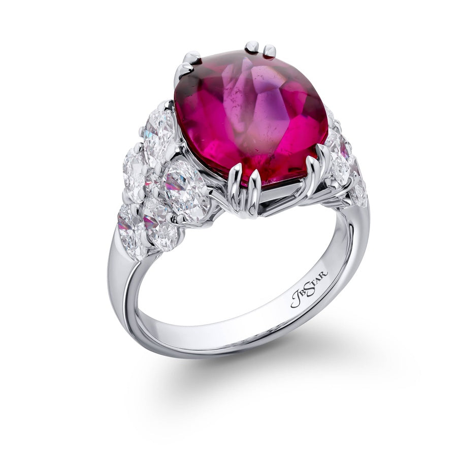 Platinum Oval Pink Tourmaline Ring