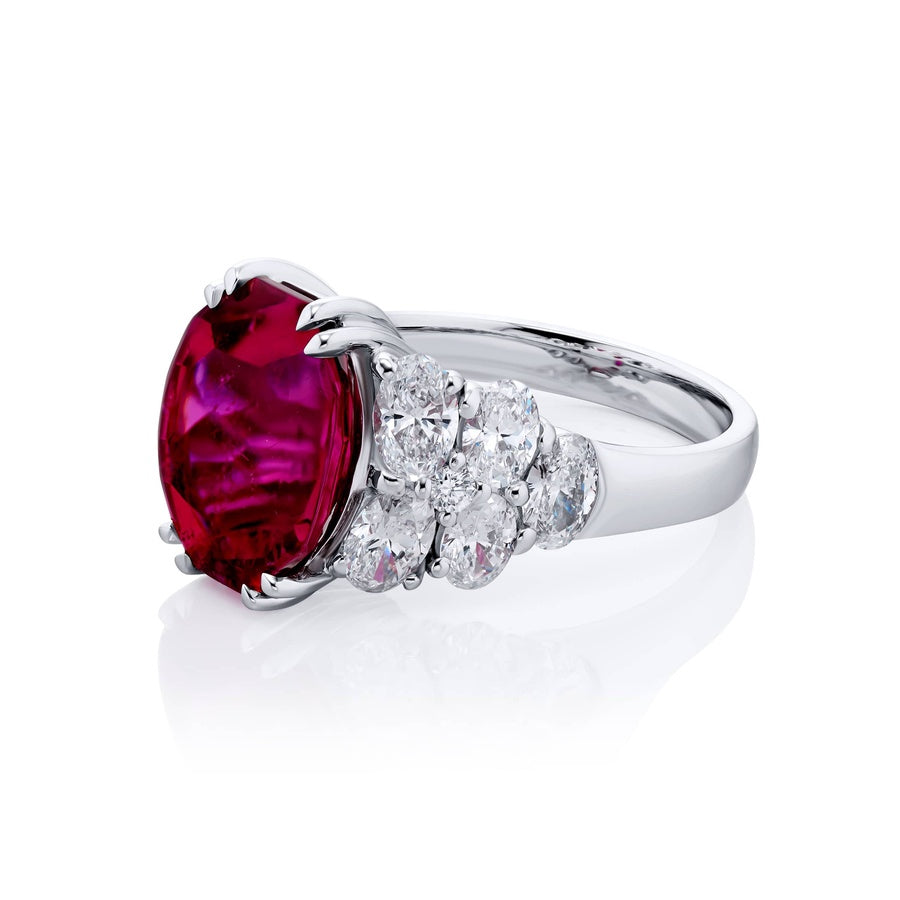Platinum Oval Pink Tourmaline Ring